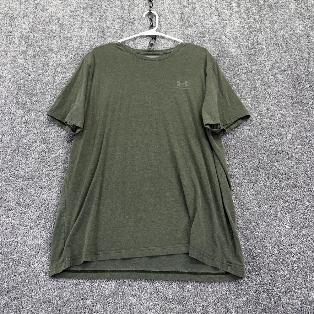 Under Armour Shirt Mens XL Green HeatGear Short Sleeve Loose Fit Tee Gym Running